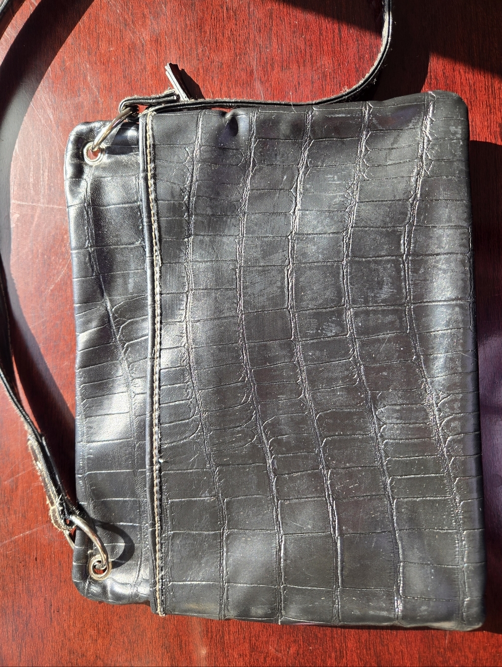 Relic by Fossil | Black Croc-Embossed Triple Zip Crossbody - Picture 16 of 16